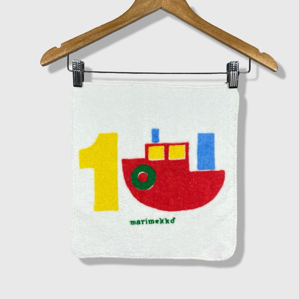 Vintage Castle Marimekko Washcloth OS Multicolor Ship Boat Graphic Scandi Art